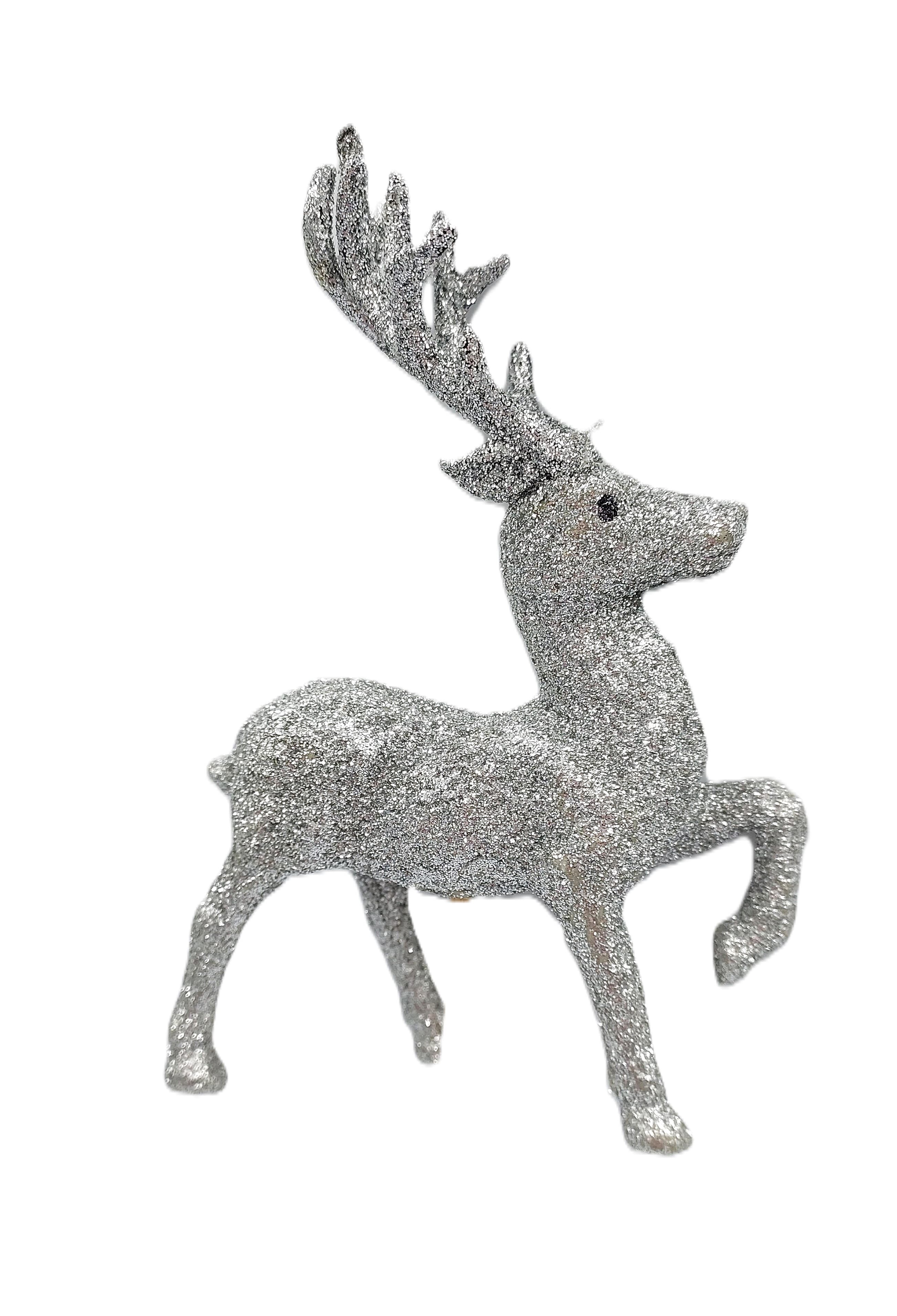 Dekoracyjny pik Jelonek 3x11x13, srebrny brokat