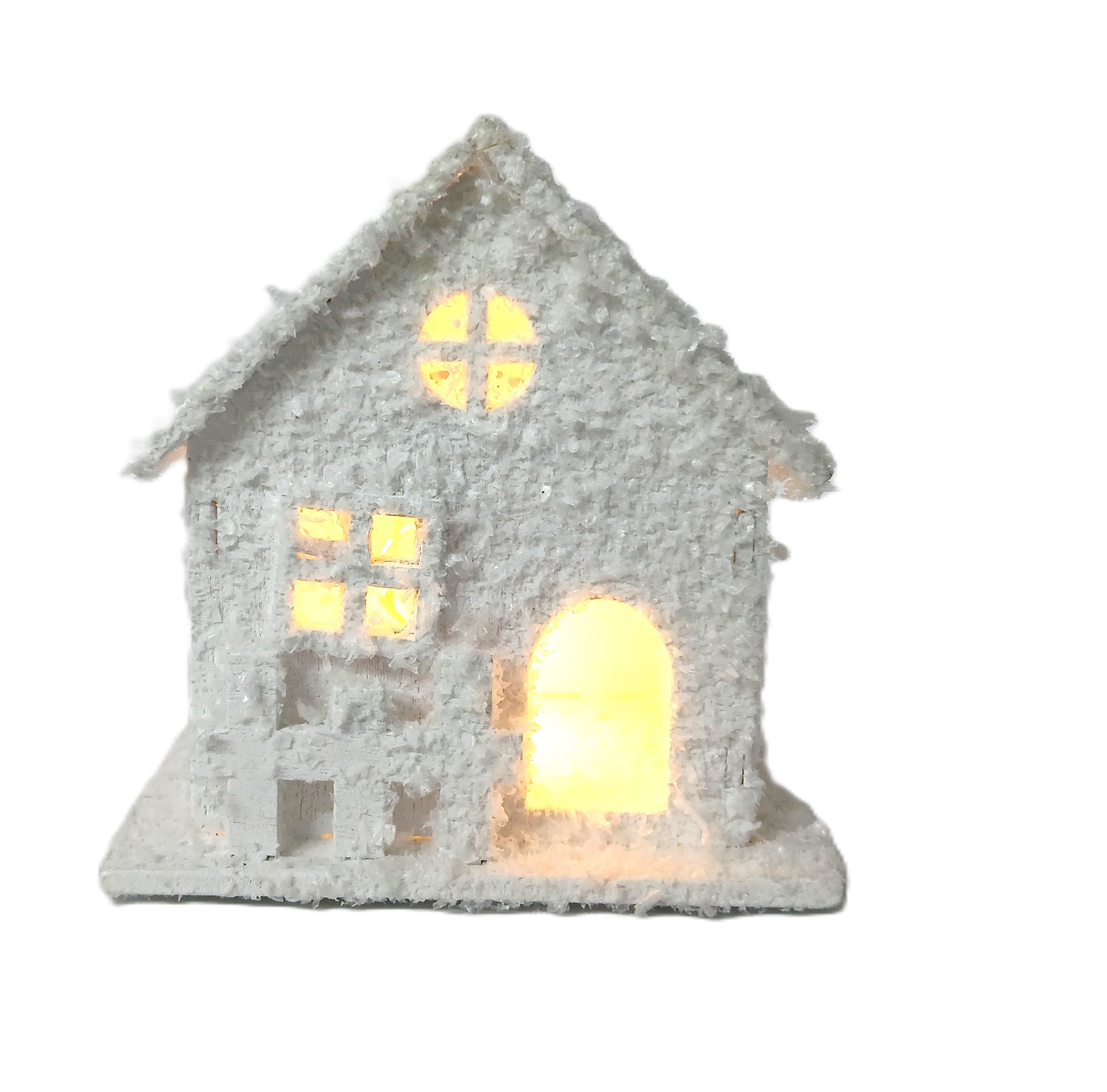 Domek z baterią świecący ośnieżony 3D 5,5x7x7cm