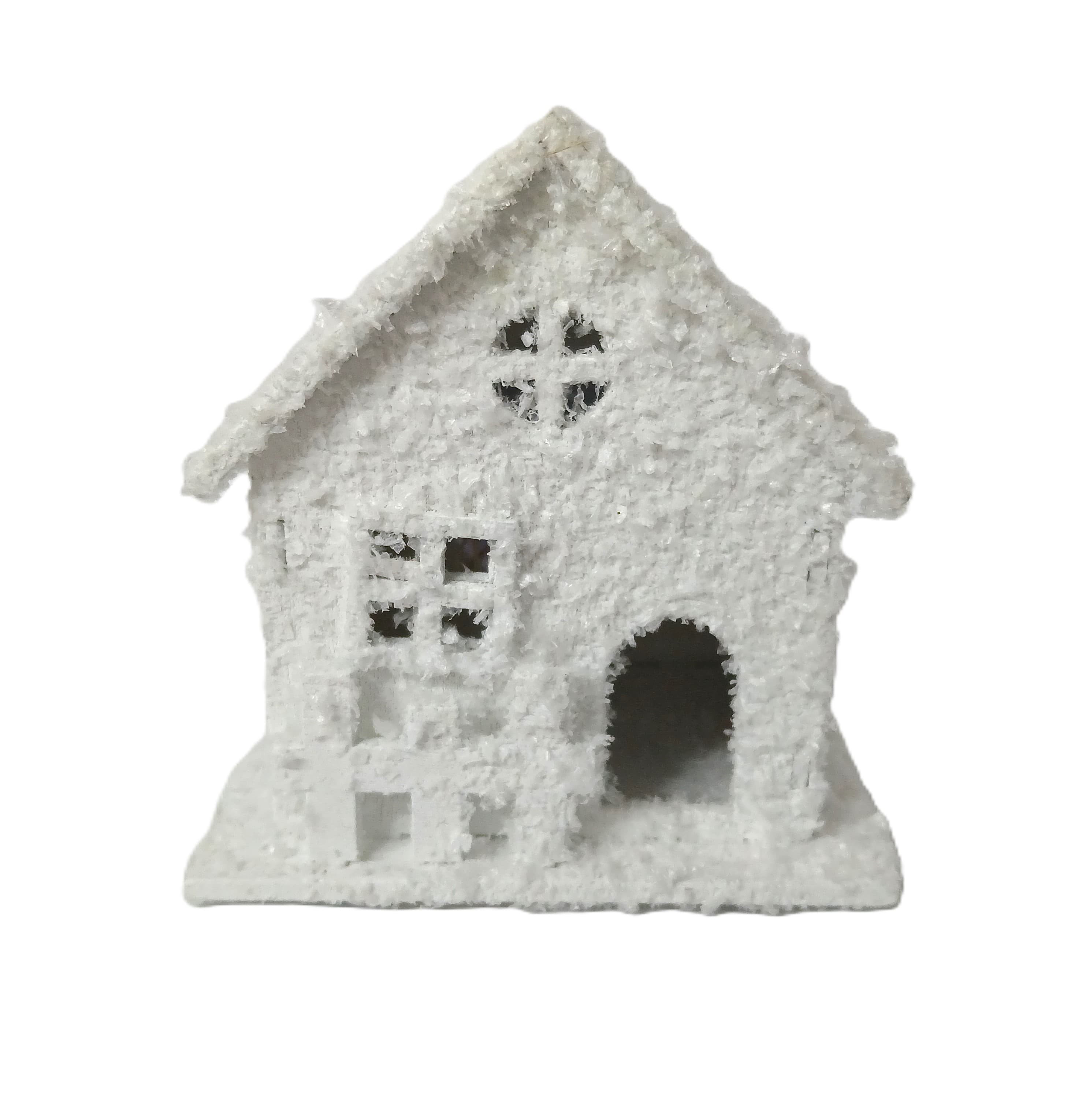 Domek z baterią świecący ośnieżony 3D 5,5x7x7cm