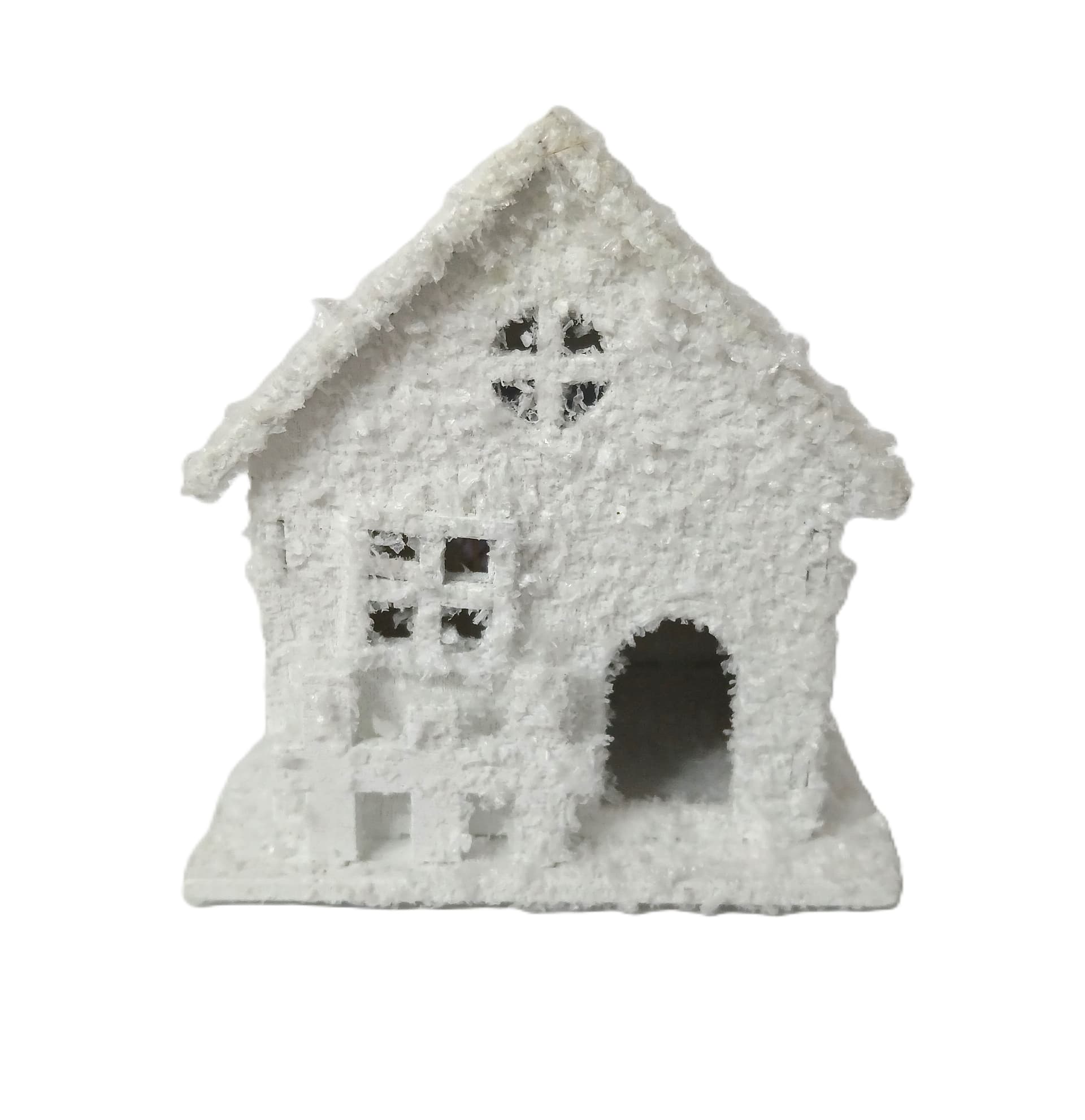 Domek z baterią świecący ośnieżony 3D 5,5x7x7cm