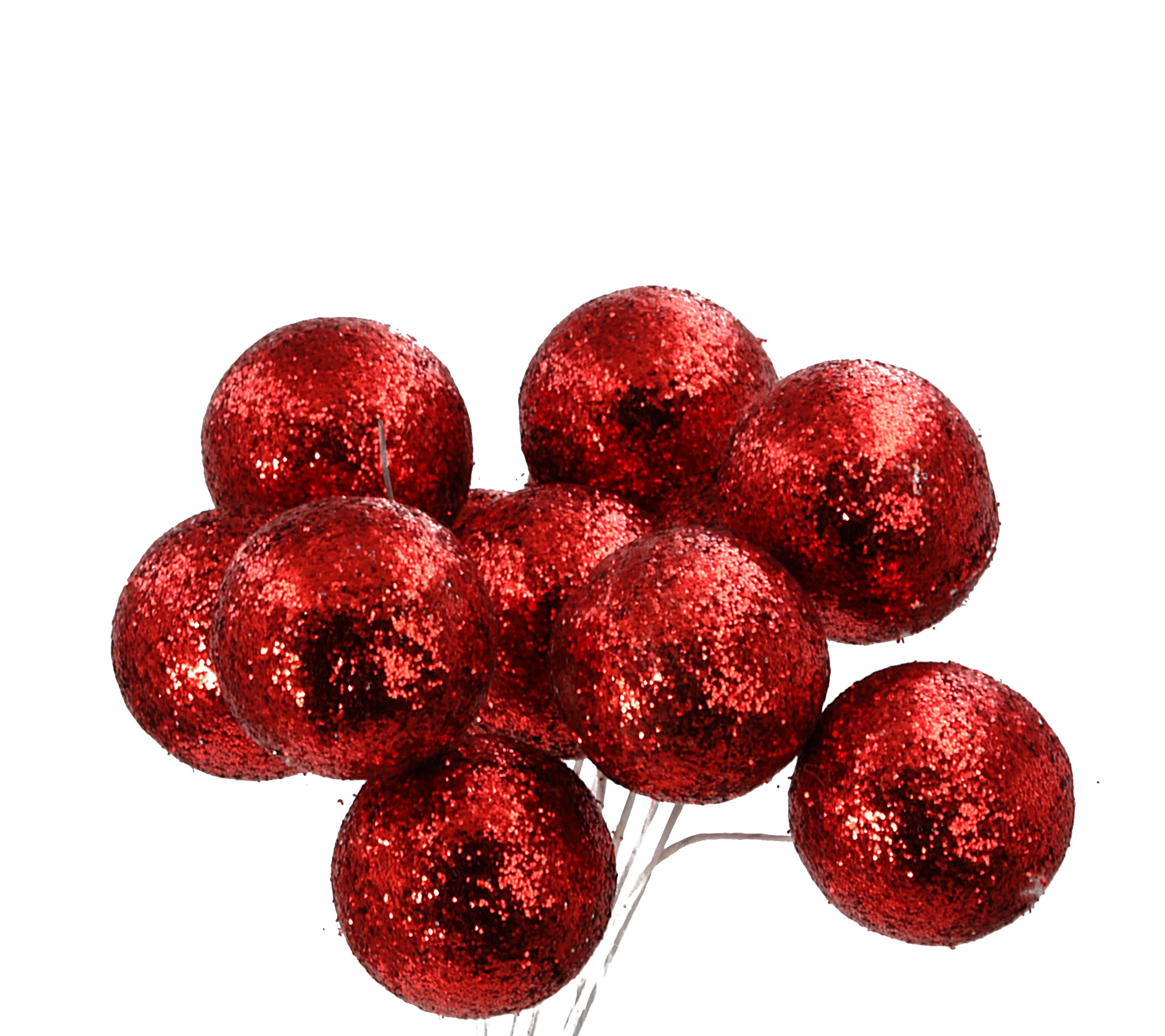 Kulki styropianowe z brokatem  2cm/12szt, czerwone