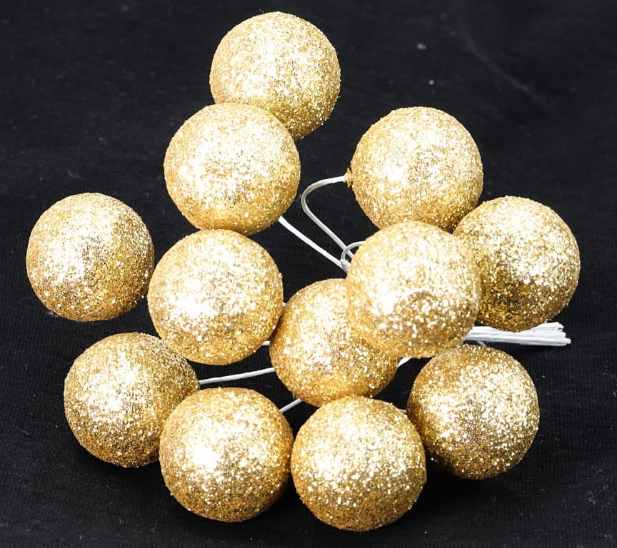 Kulki styropianowe z brokatem  2cm/12szt, złote