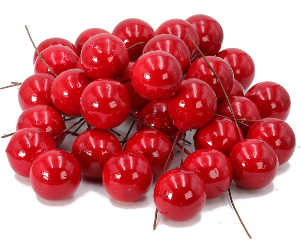 Owoce głogu na drucie, śr.2cm/36szt, czerwone