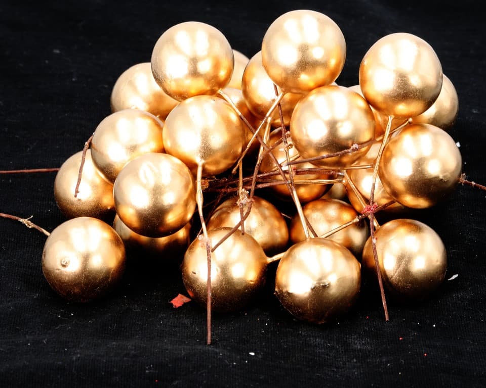 Owoce głogu na drucie, śr.2cm/36szt, złote