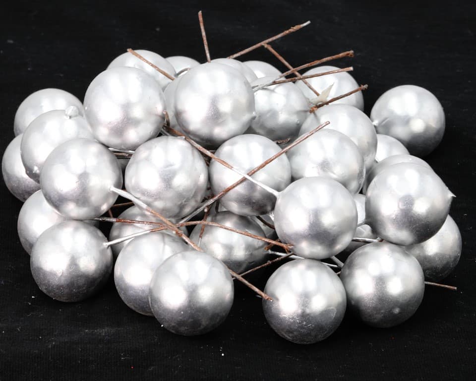Owoce głogu na drucie, śr.2cm/36szt, srebrne