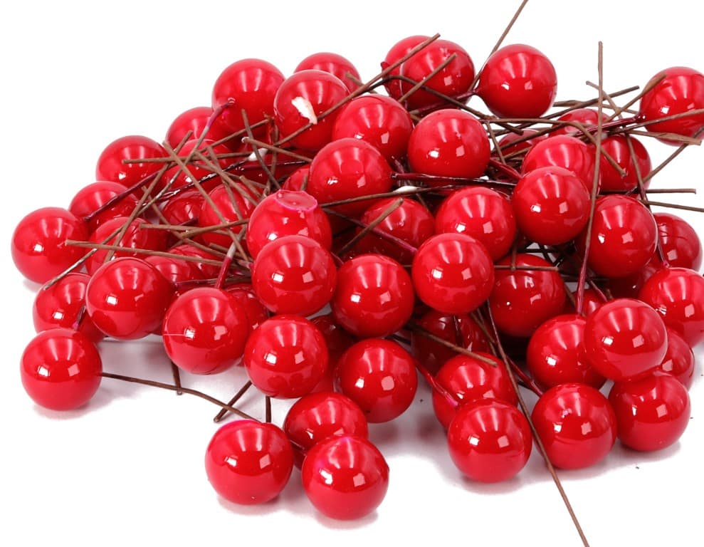 Owoce głogu na drucie, śr.1cm/72szt, czerwone