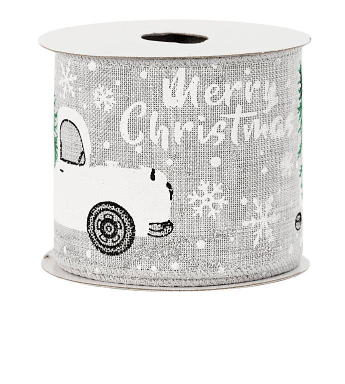 Wstążka jutowa CARS z brokatem 63mm/5y, biała