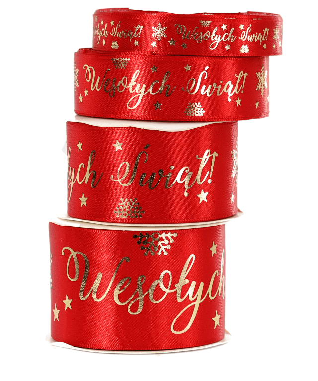 Wstążka metal Wes. Świąt, 50mm/9mb czerwona/złoto
