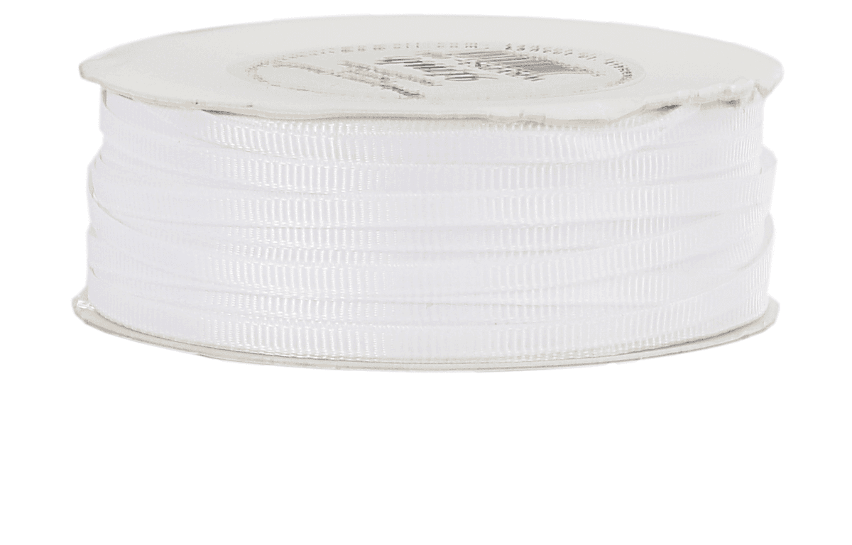 Wstążka rypsowa, 3mm/91mb, biała