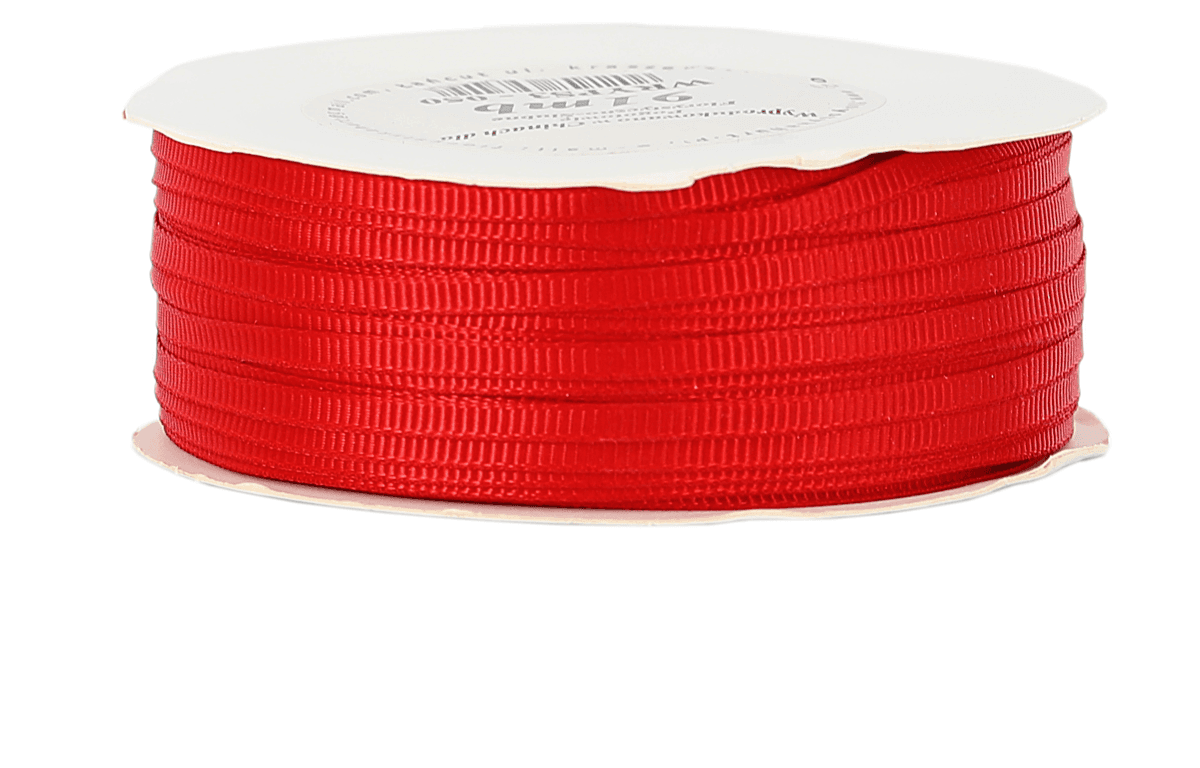 Wstążka rypsowa, 3mm/91mb, czerwona