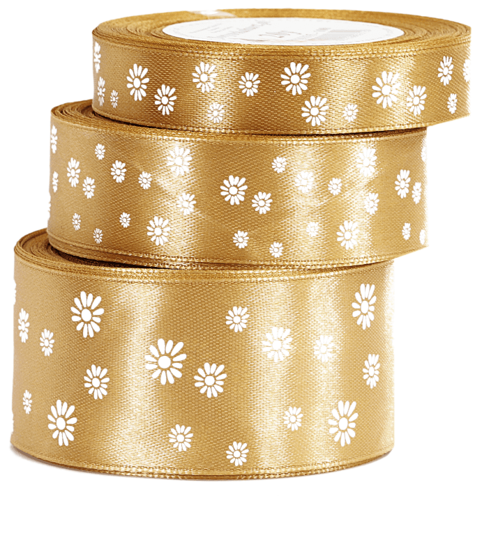Wstążka satynowa STOKROTKA, 15mm/18mb, złota