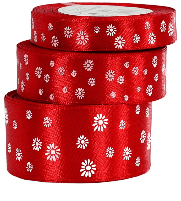 Wstążka satynowa STOKROTKA, 38mm/18mb, czerwona