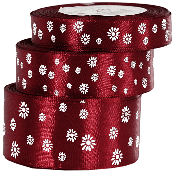 Wstążka satynowa STOKROTKA, 38mm/18mb, bordowa