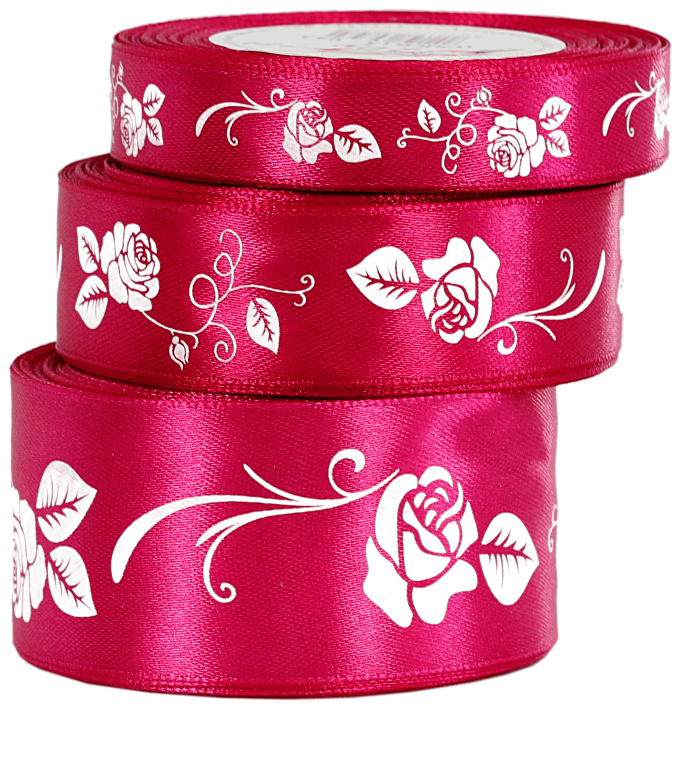 Wstążka satynowa RÓŻA, 15mm/18mb, fuksja