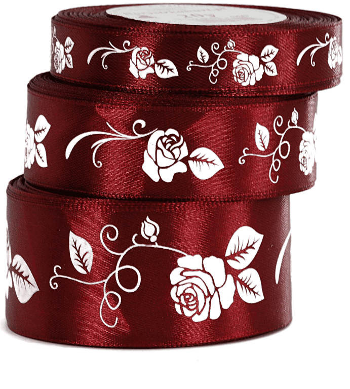 Wstążka satynowa RÓŻA, 25mm/18mb, bordowa