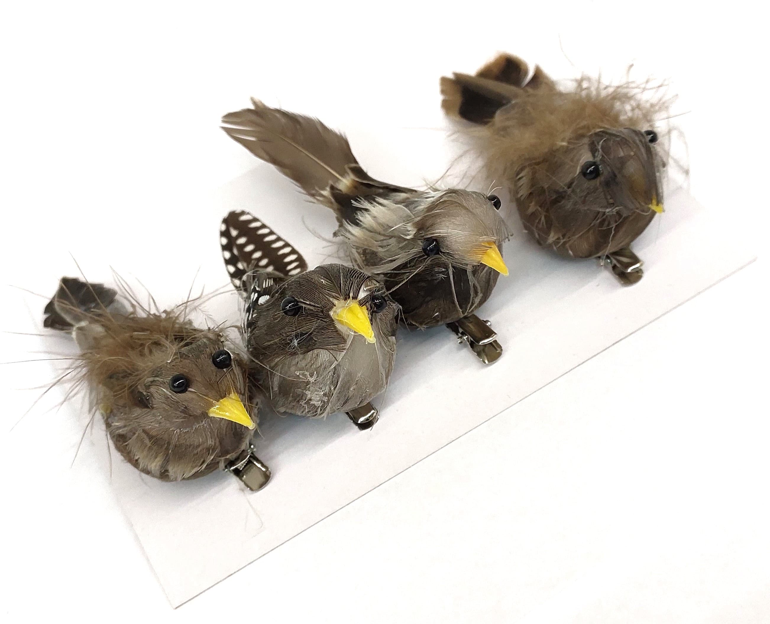 Ptaszki średnie szare na klipsie, 12x5cm/4 szt.