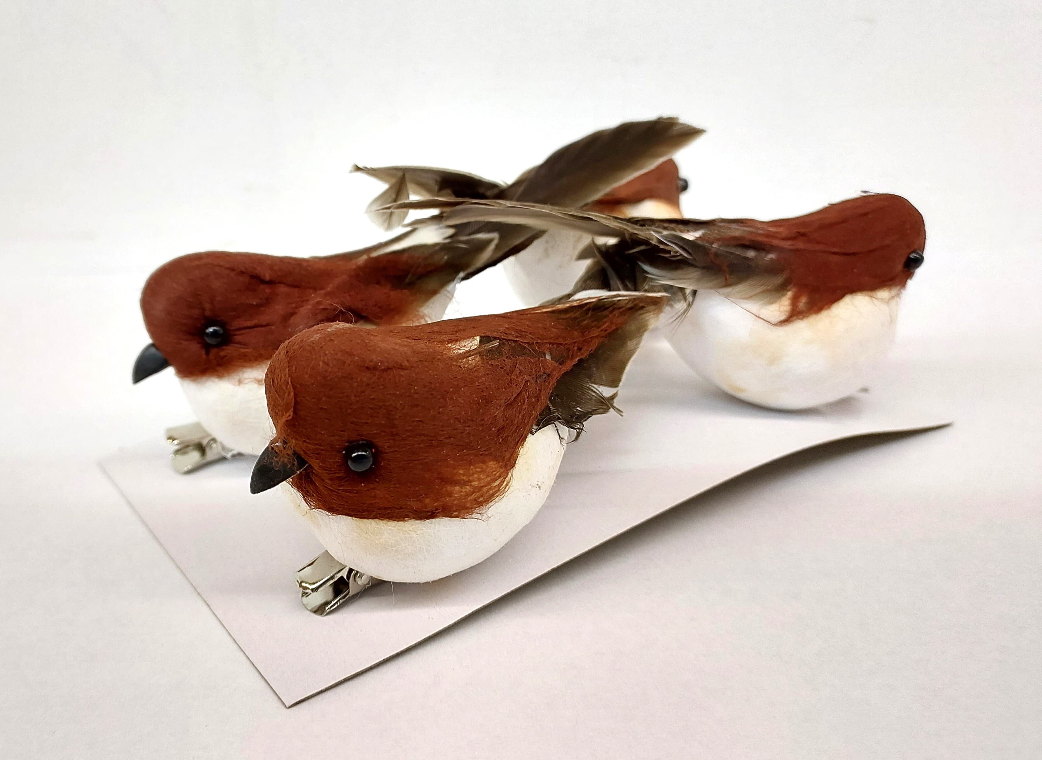 Ptaszki średnie brązowe na klipsie, 10x3cm/4 szt.