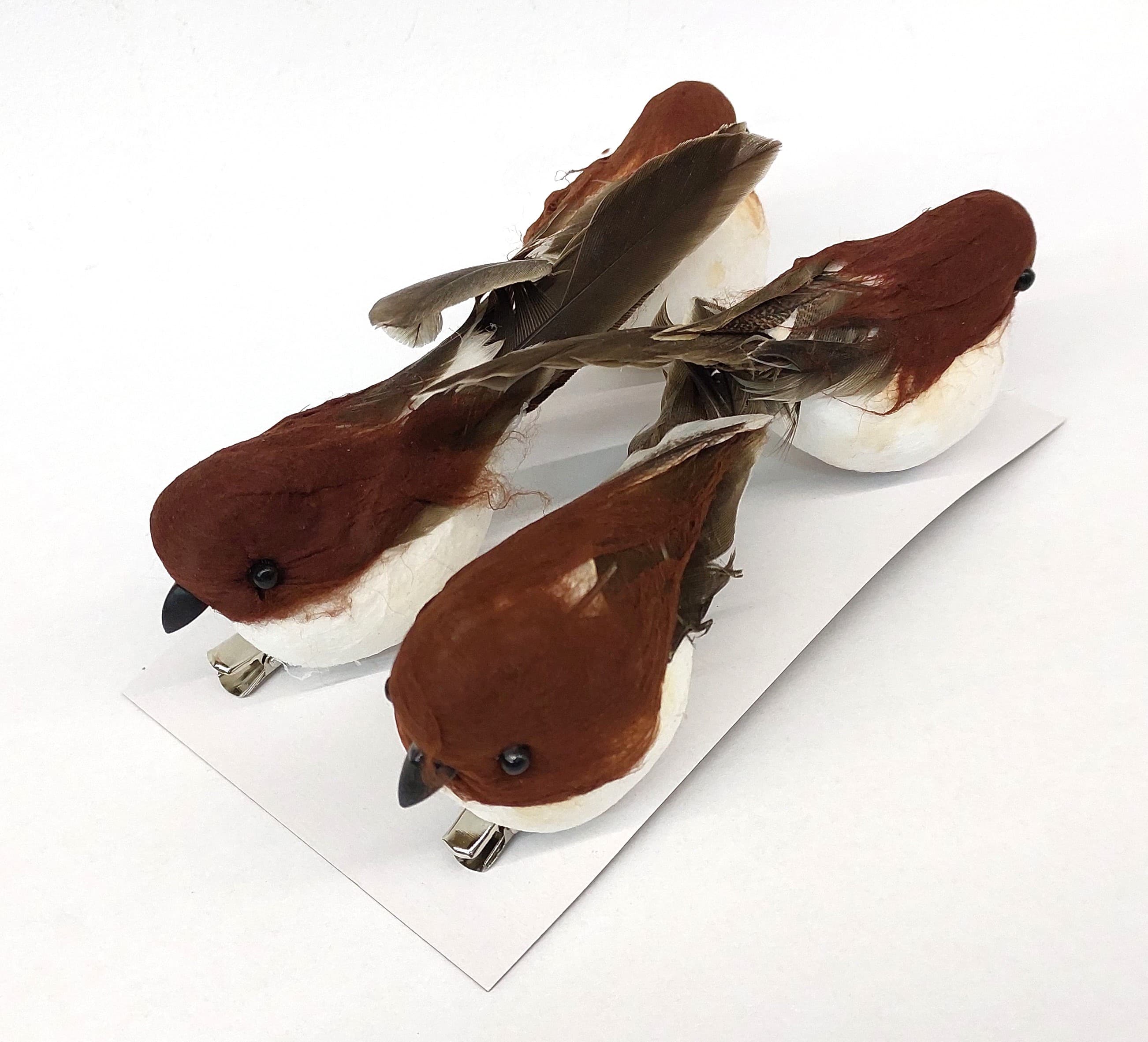 Ptaszki średnie brązowe na klipsie, 10x3cm/4 szt.