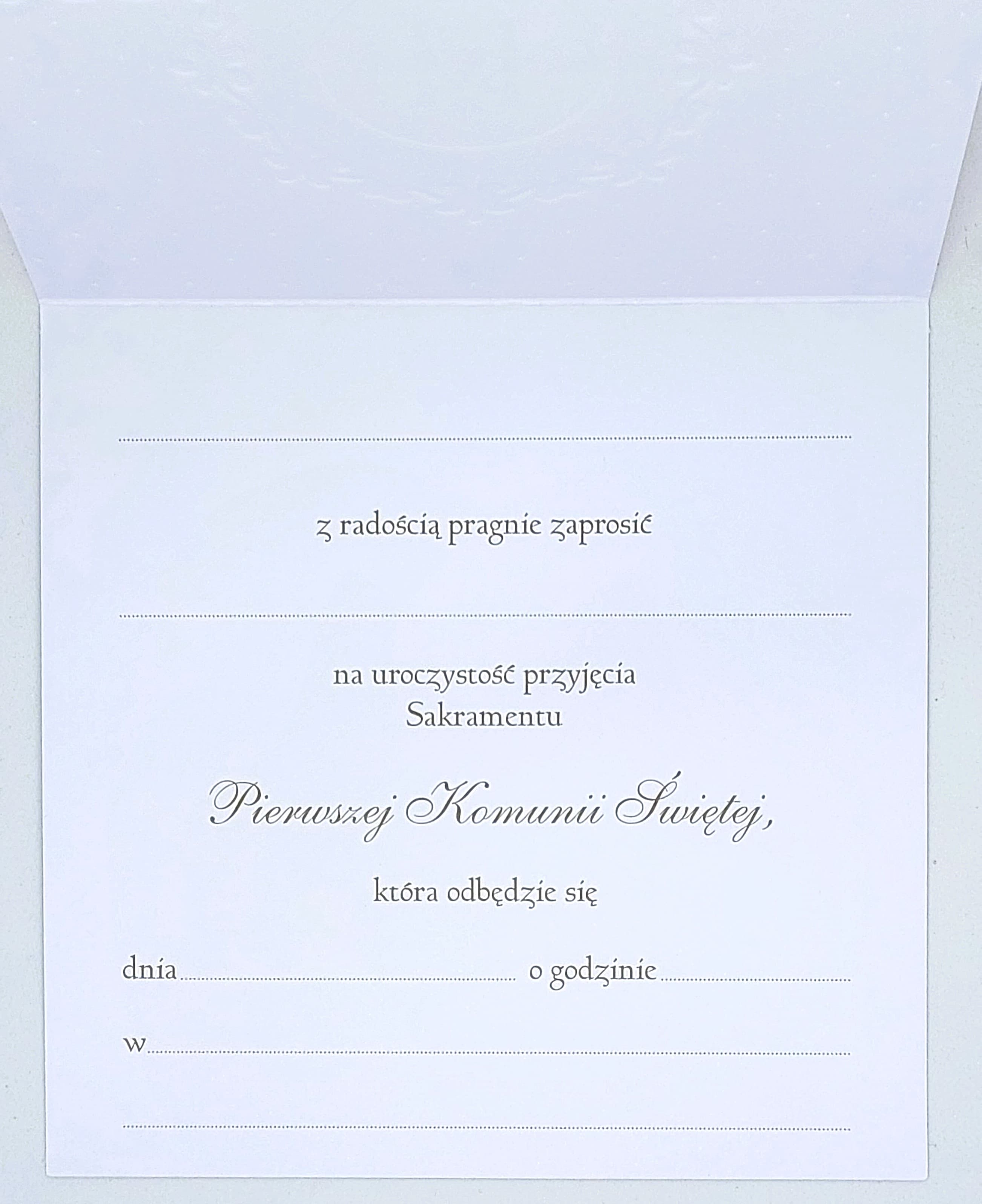 Zaproszenie różowe IHS, Komunia Święta, 1szt