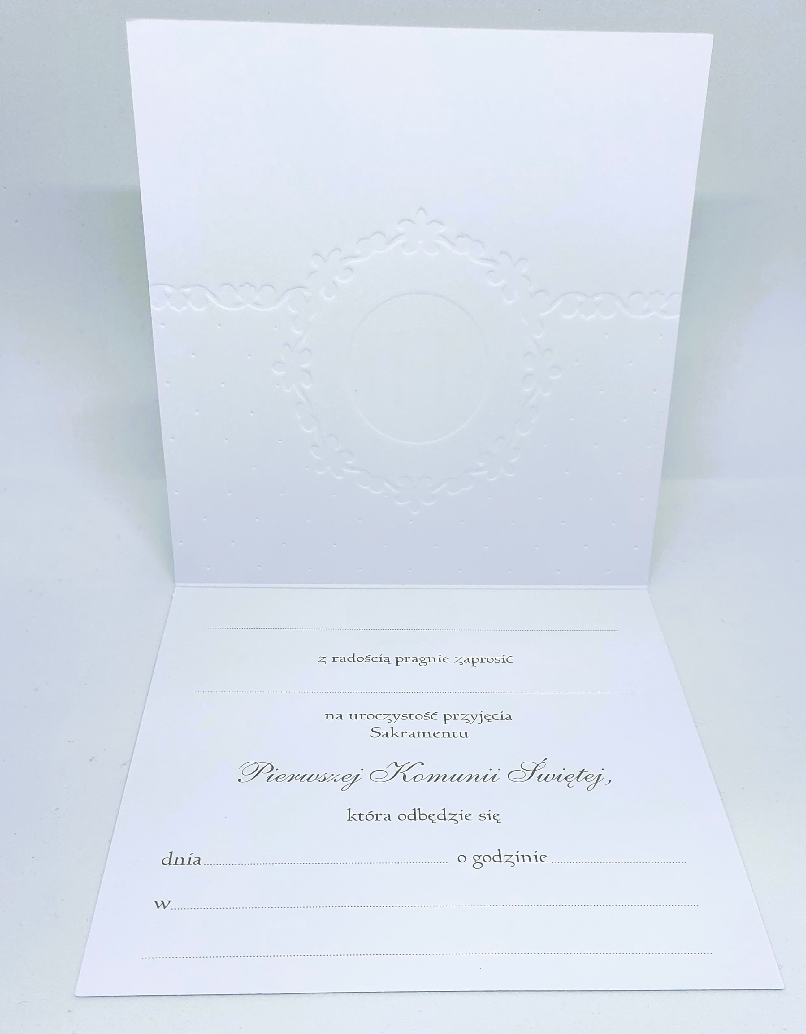 Zaproszenie niebieski IHS, Komunia Święta, 1szt,