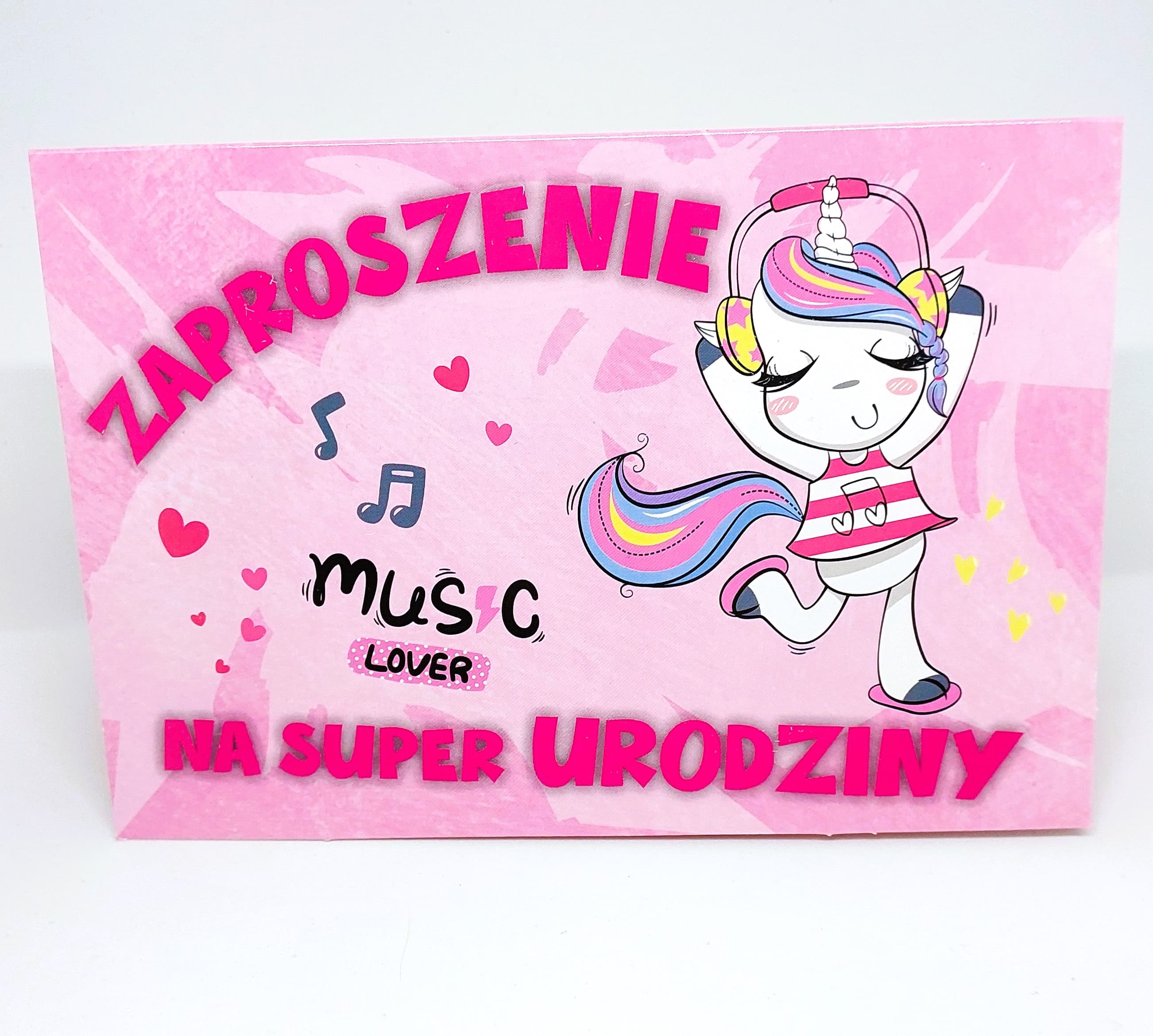 Zaproszenie różowy jednorożec na URODZINY, 1 szt.