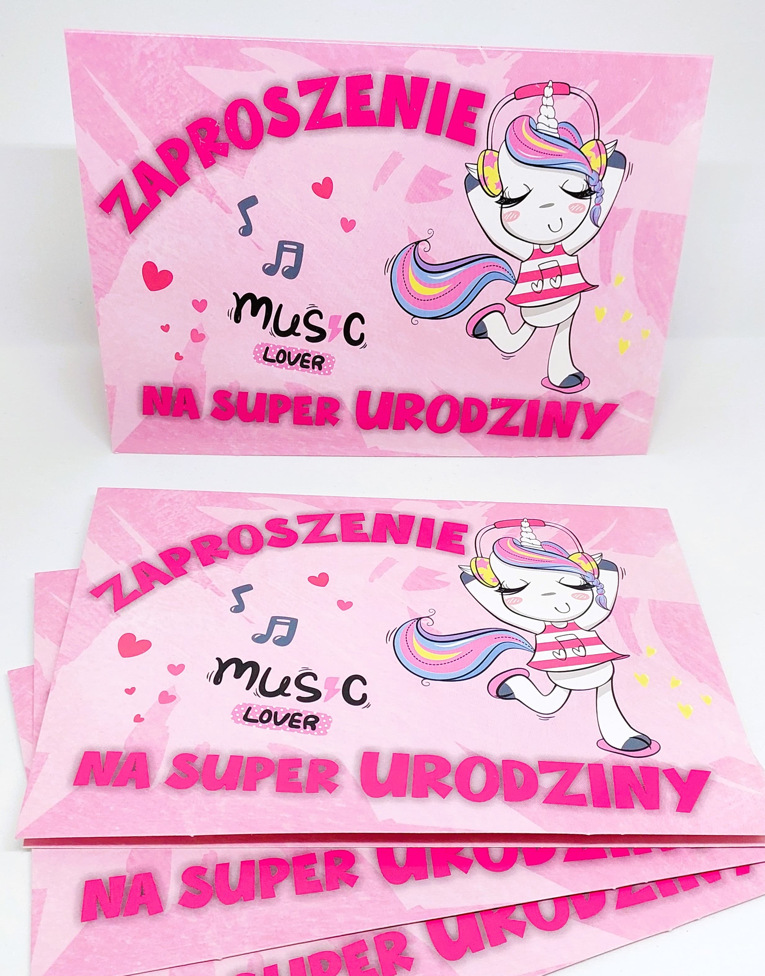 Zaproszenie różowy jednorożec na URODZINY, 1 szt.