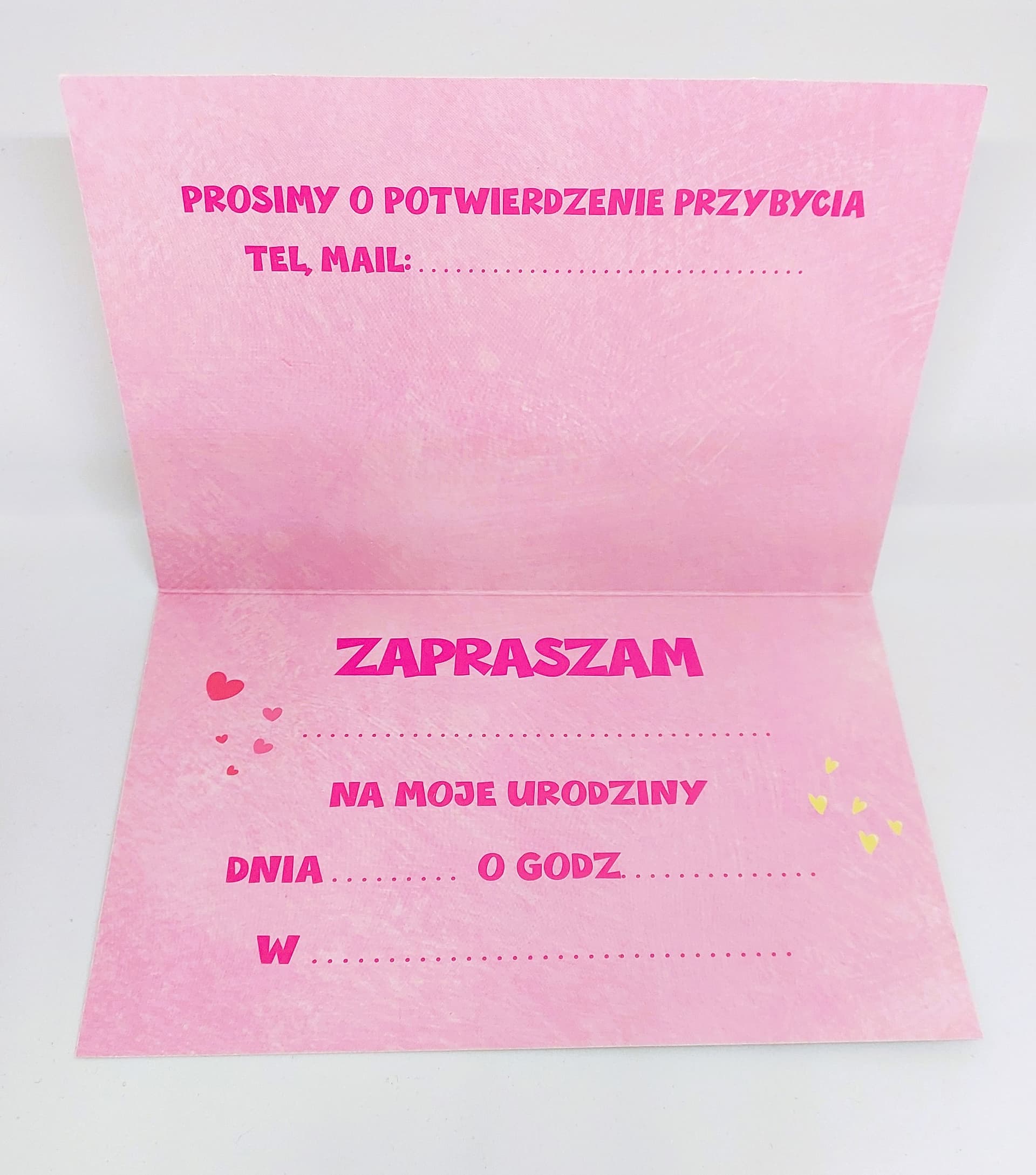 Zaproszenie różowy jednorożec na URODZINY, 1 szt.
