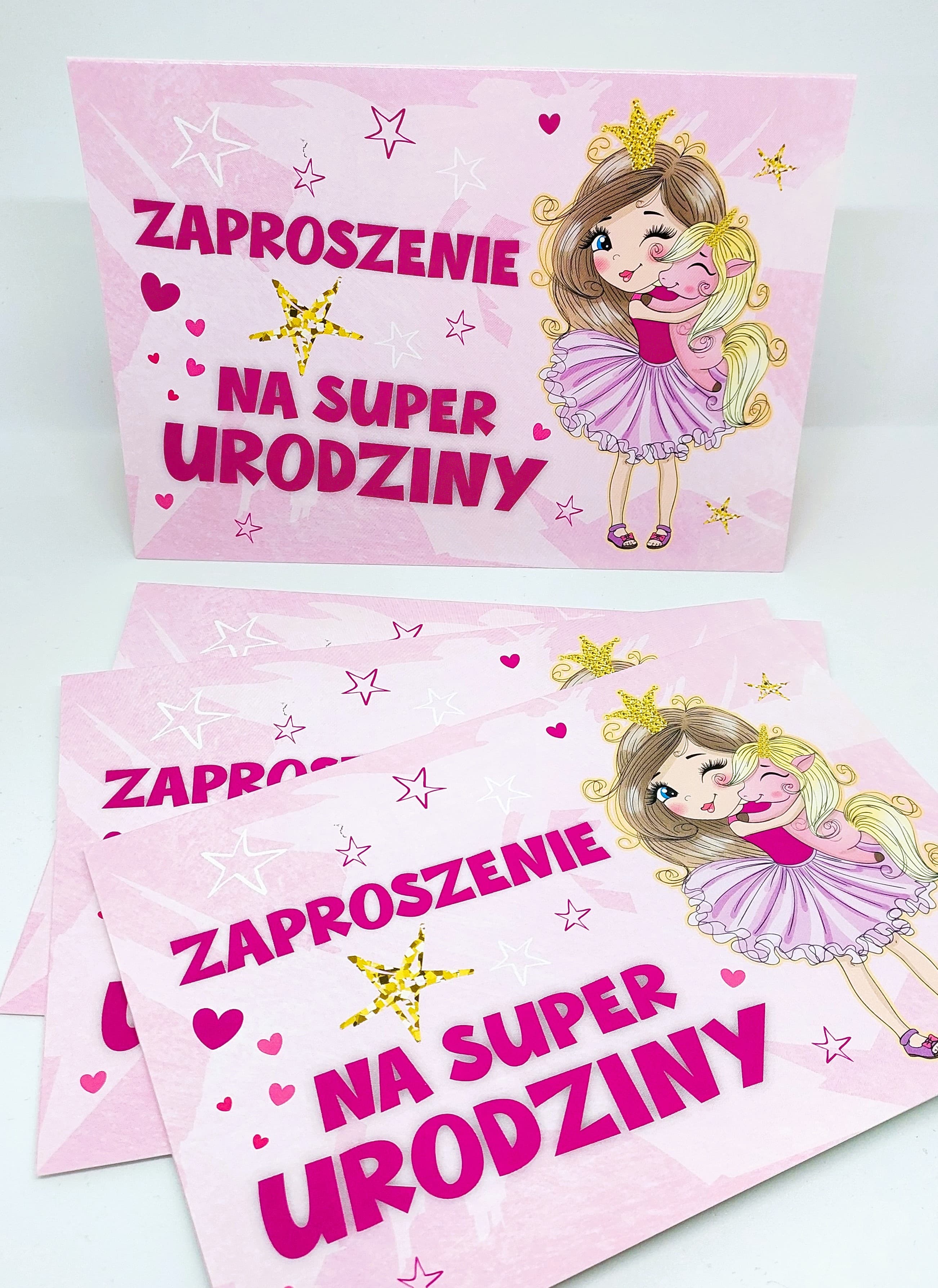 Zaproszenie różowa dziewczynka na URODZINY, 1 szt.