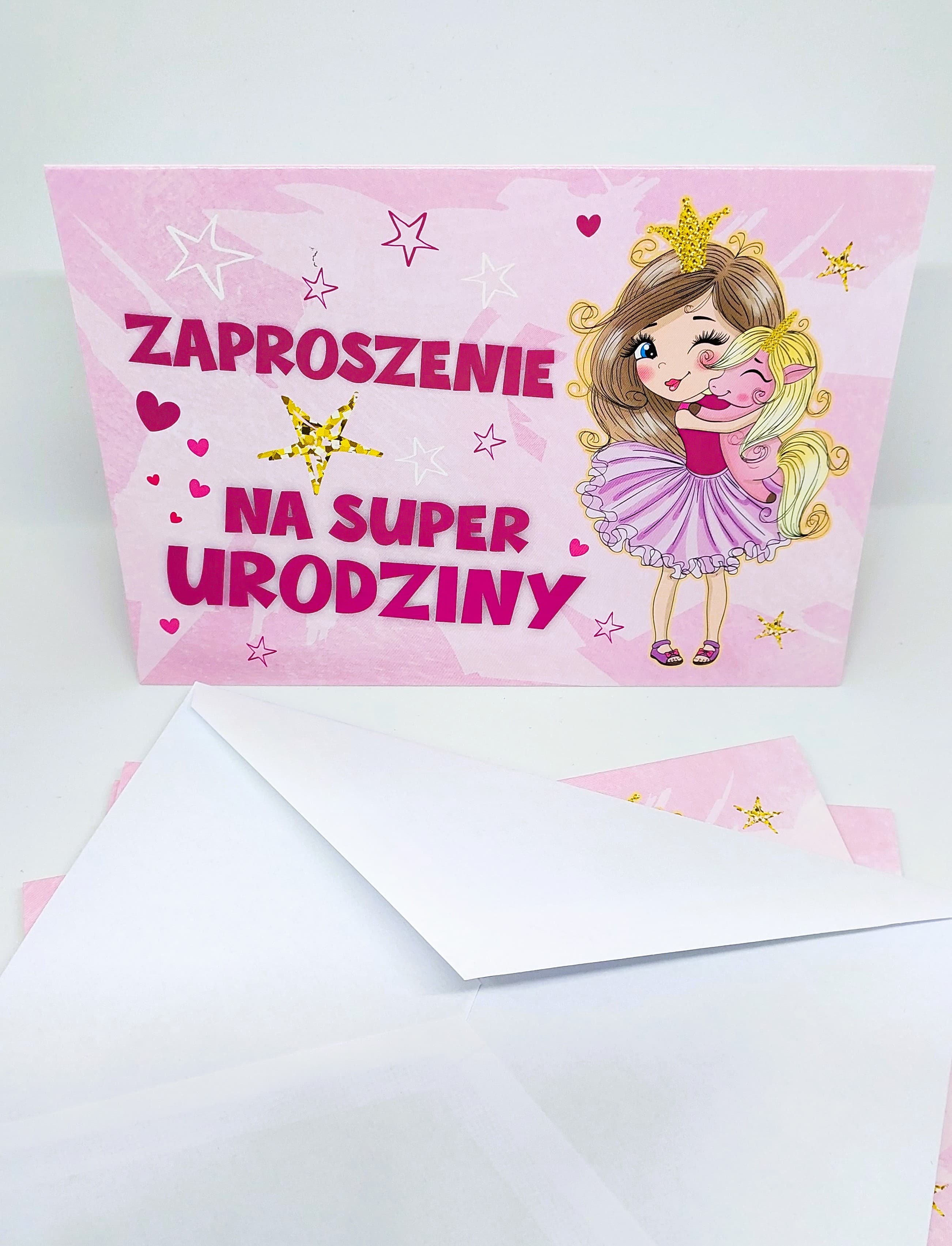 Zaproszenie różowa dziewczynka na URODZINY, 1 szt.