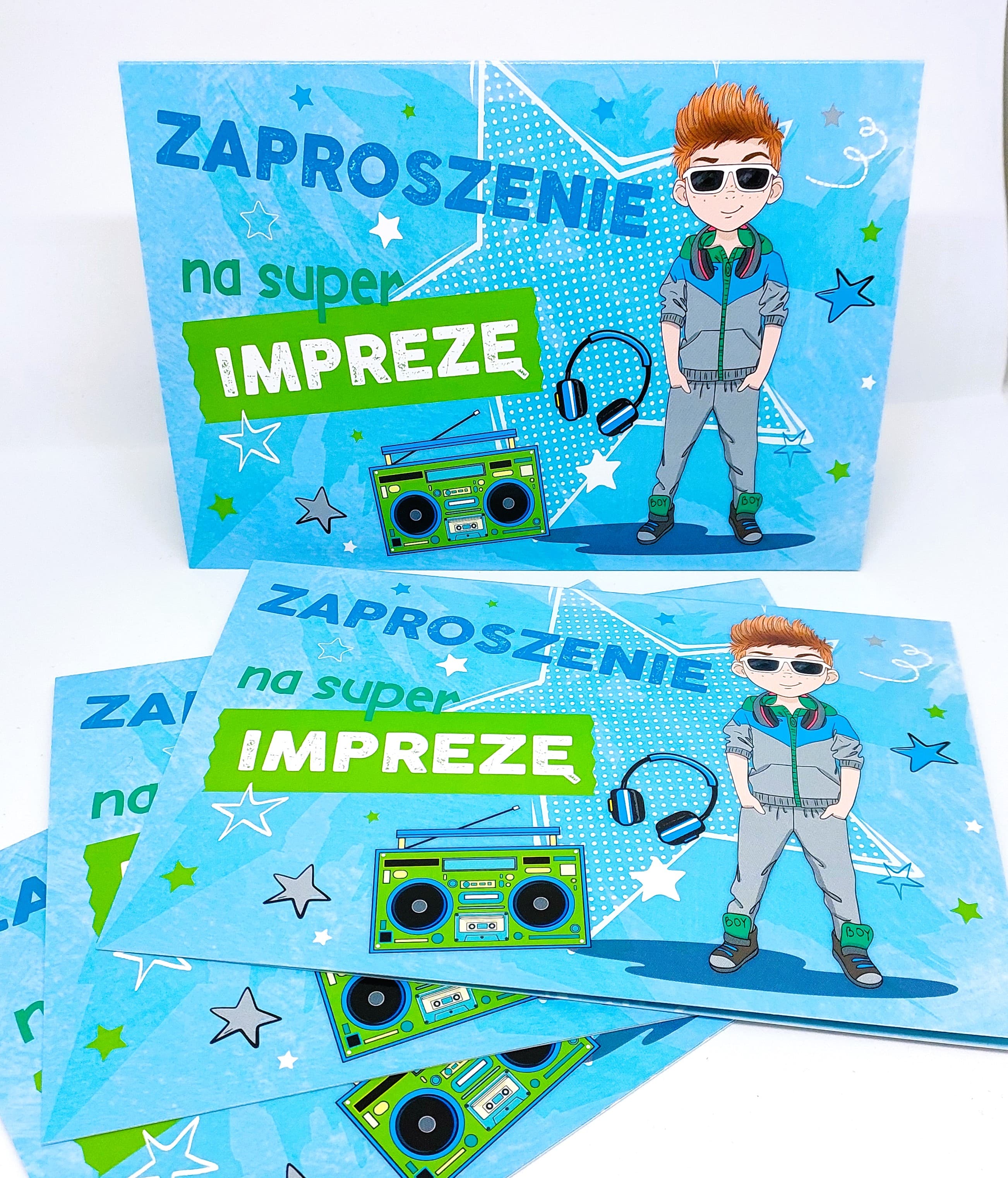 Zaproszenie niebieski chłopiec na URODZINY, 1 szt.