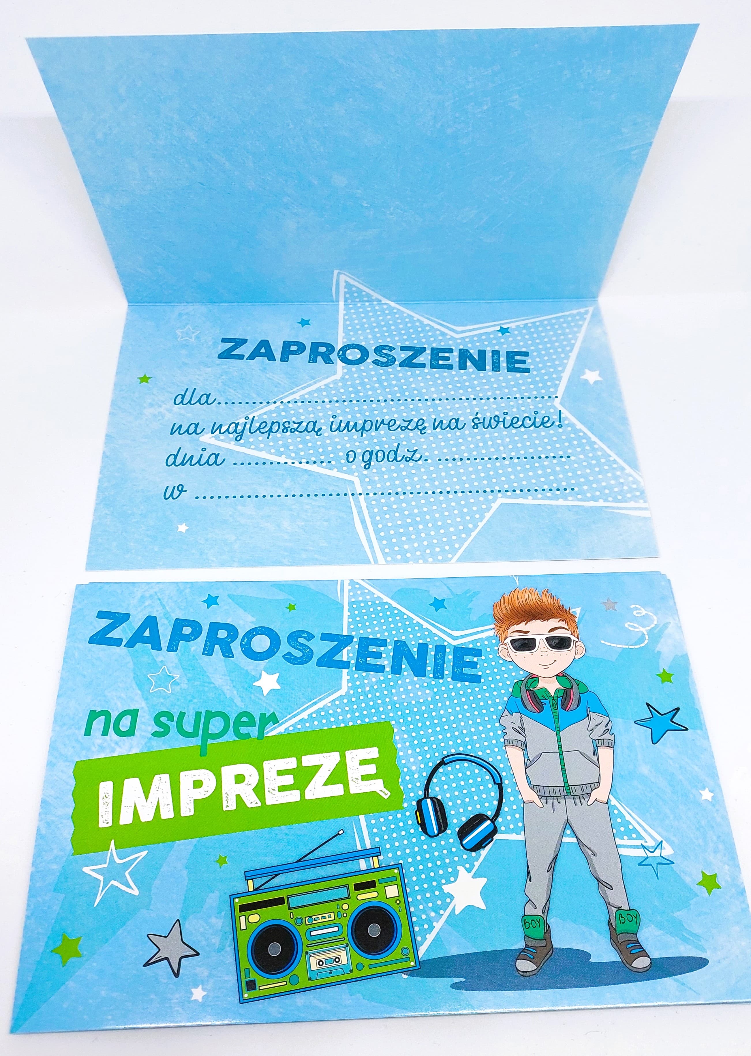 Zaproszenie niebieski chłopiec na URODZINY, 1 szt.