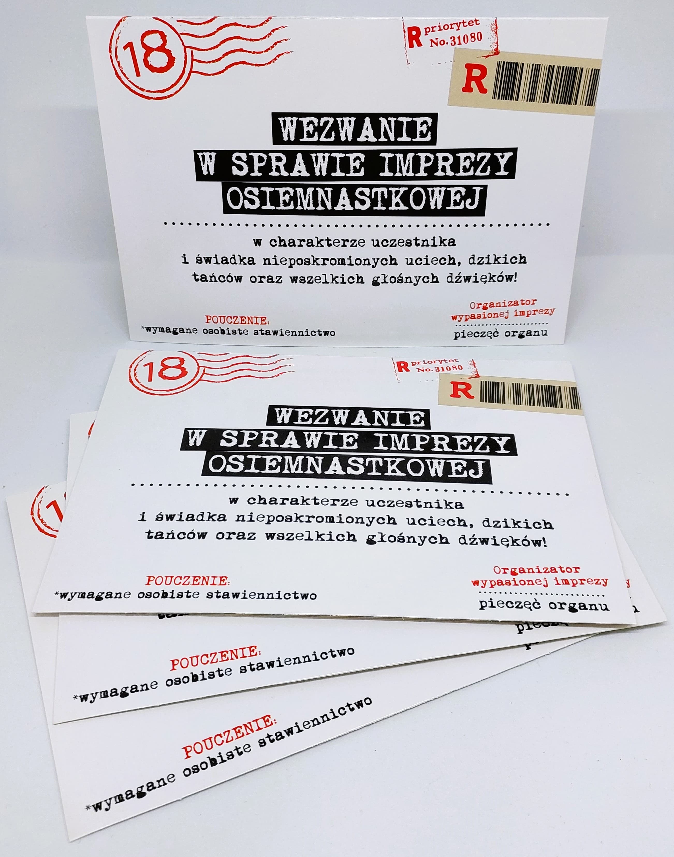 Zaproszenie wezwanie na 18 URODZINY, 1 szt.