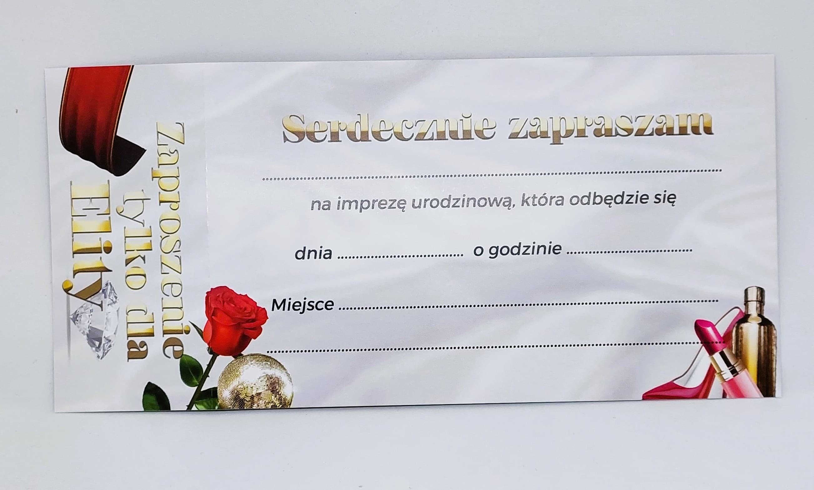 Zaproszenie różowy BILET na 18 URODZINY, 1 szt.