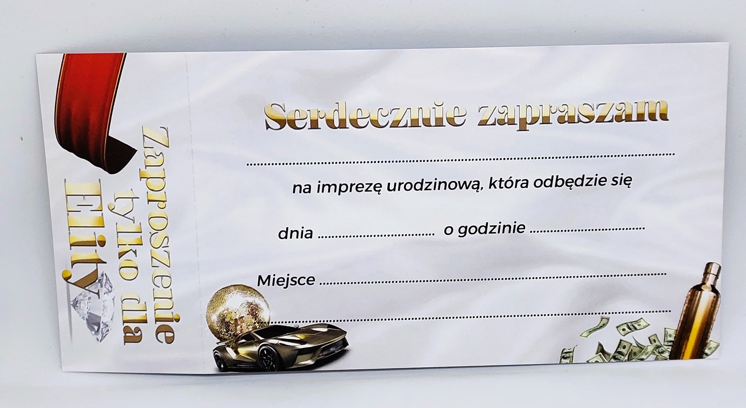 Zaproszenie niebieski BILET na 18 URODZINY, 1 szt.