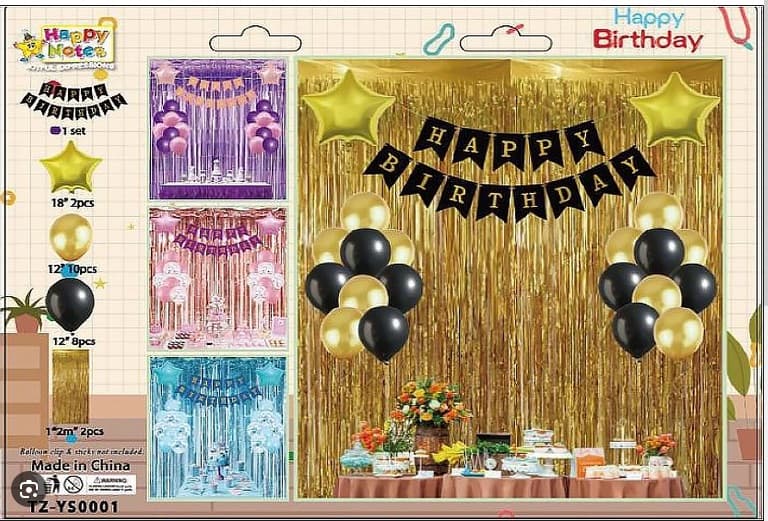 Zestaw Party na urodziny, balony, baner,2x kurtyna
