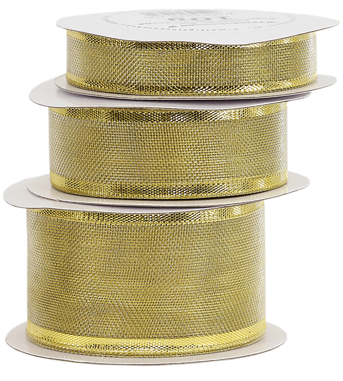 Wstążka metaliczna w paski, 25mm/9,1mb, złota