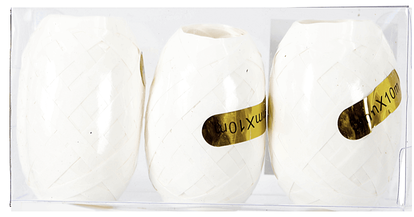 Wstążka metaliczna PP kokon, 5mmx10m/3szt, biała