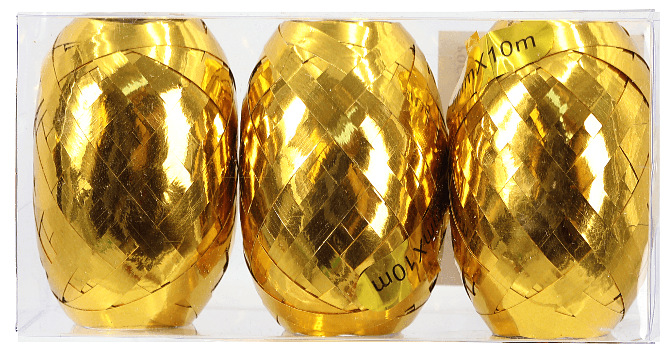 Wstążka metaliczna PP kokon, 5mmx10m/3szt, złota