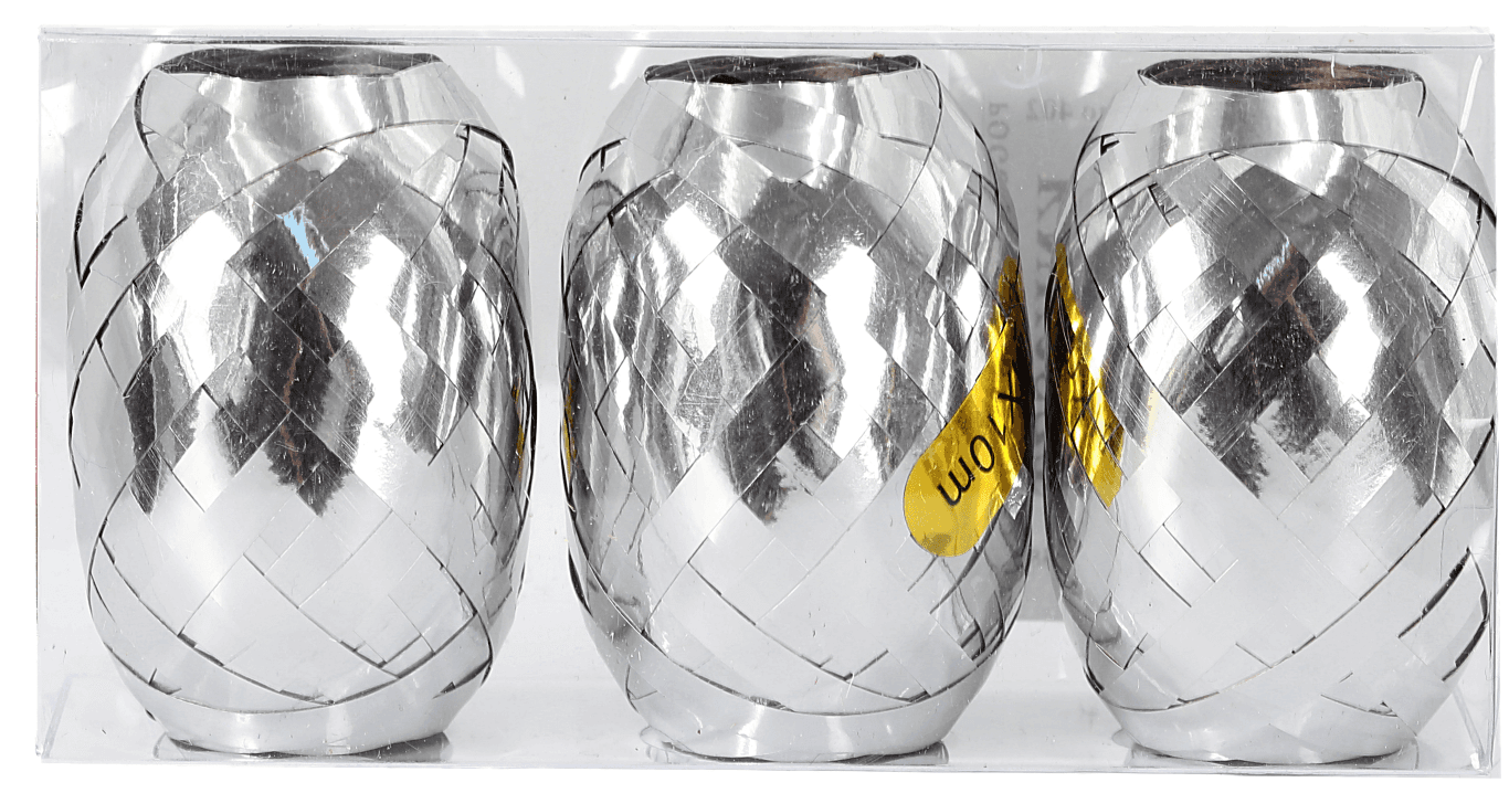 Wstążka metaliczna PP kokon, 5mmx10m/3szt, srebrna