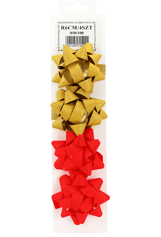 Metaliczne rozety 6cm/4szt, czerwony/złoty