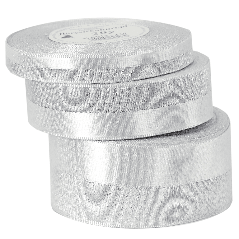 Wstążka pół satyna/pół brokat, 12mm/18mb, srebrna