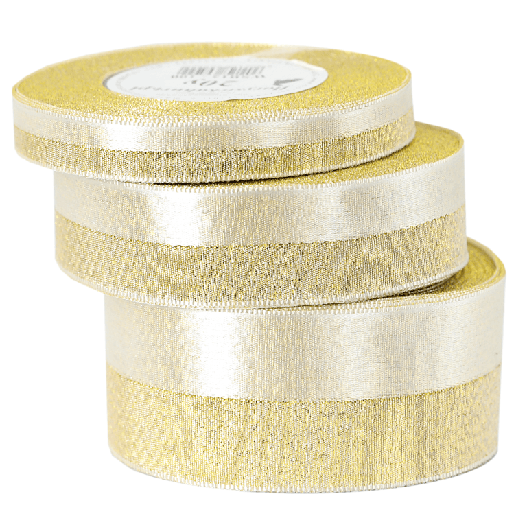 Wstążka pół satyna/pół brokat, 38mm/18mb, złota