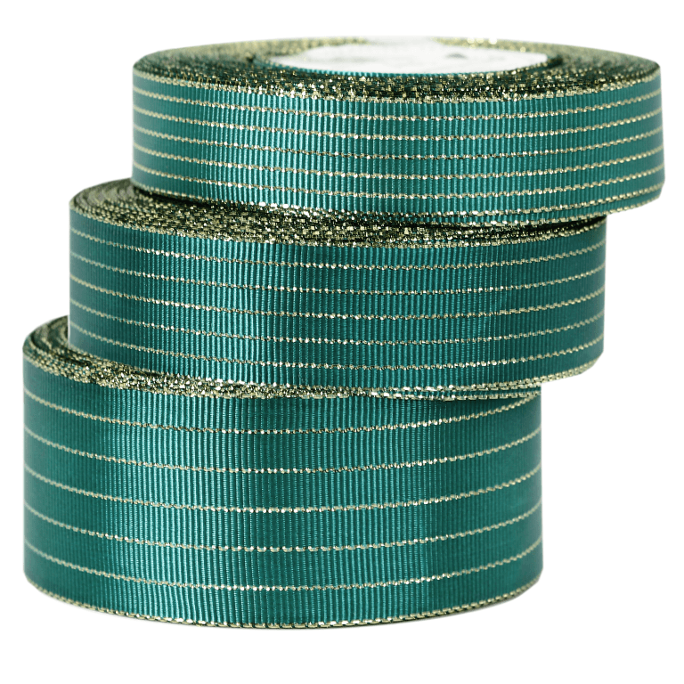 Wstążka rypsowa w złote linie, 19mm/18mb, butelka