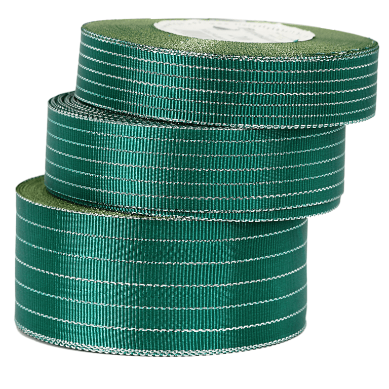 Wstążka rypsowa w srebrn linie 38mm/18mb, butelka