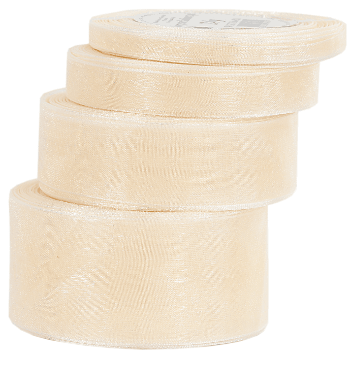 Wstążka szyfonowa, 25mm/22mb, jasnokremowa