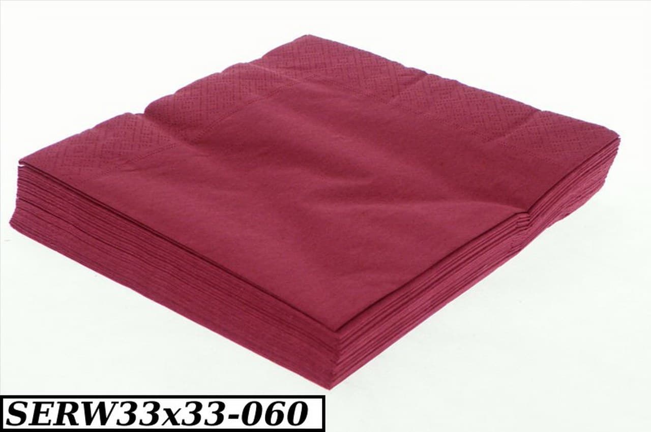 Serwetki Trójwarstwowe, 20szt, 33x33 bordowe