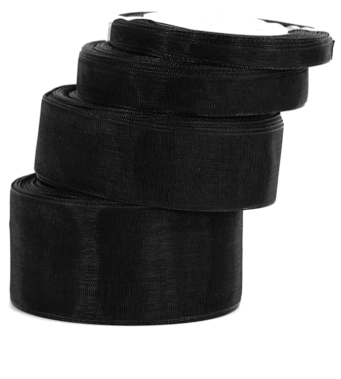 Wstążka szyfonowa, 38mm/22mb, czarna