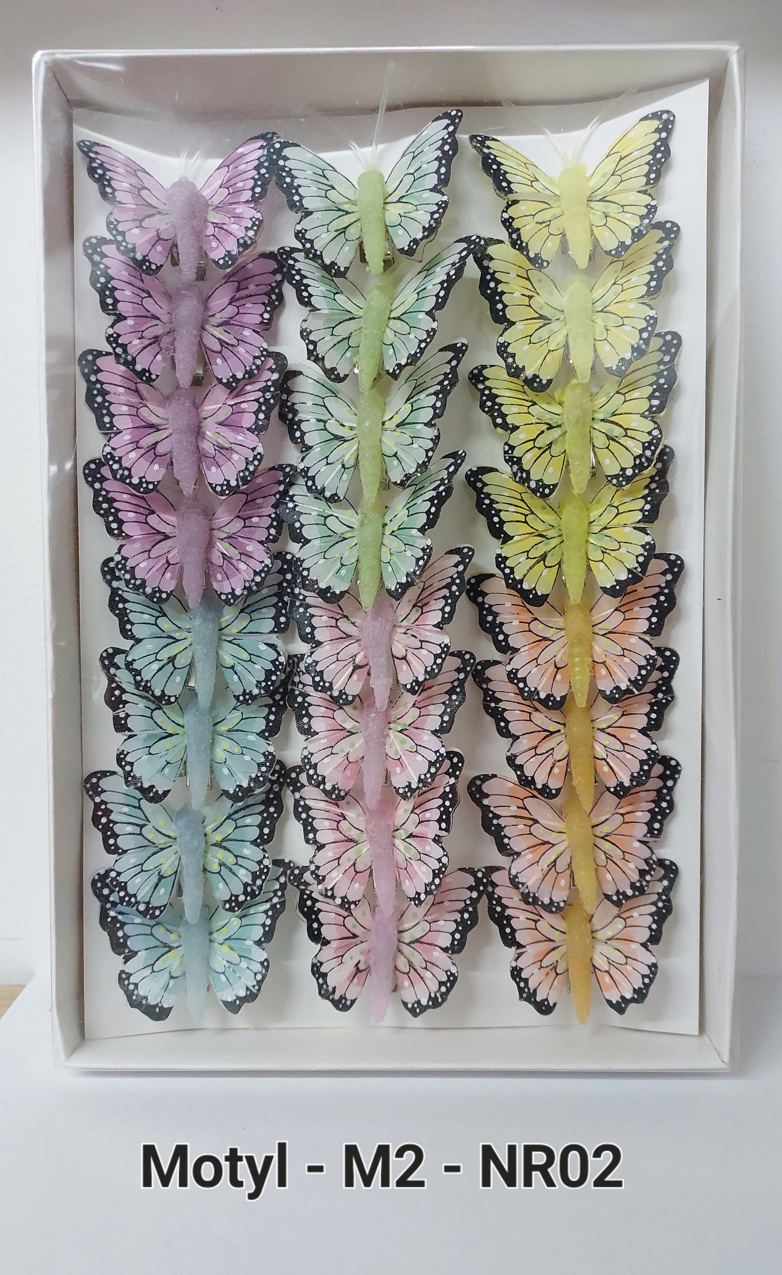 Sztuczne kolorowe motyle szer. 5cm, 24szt.