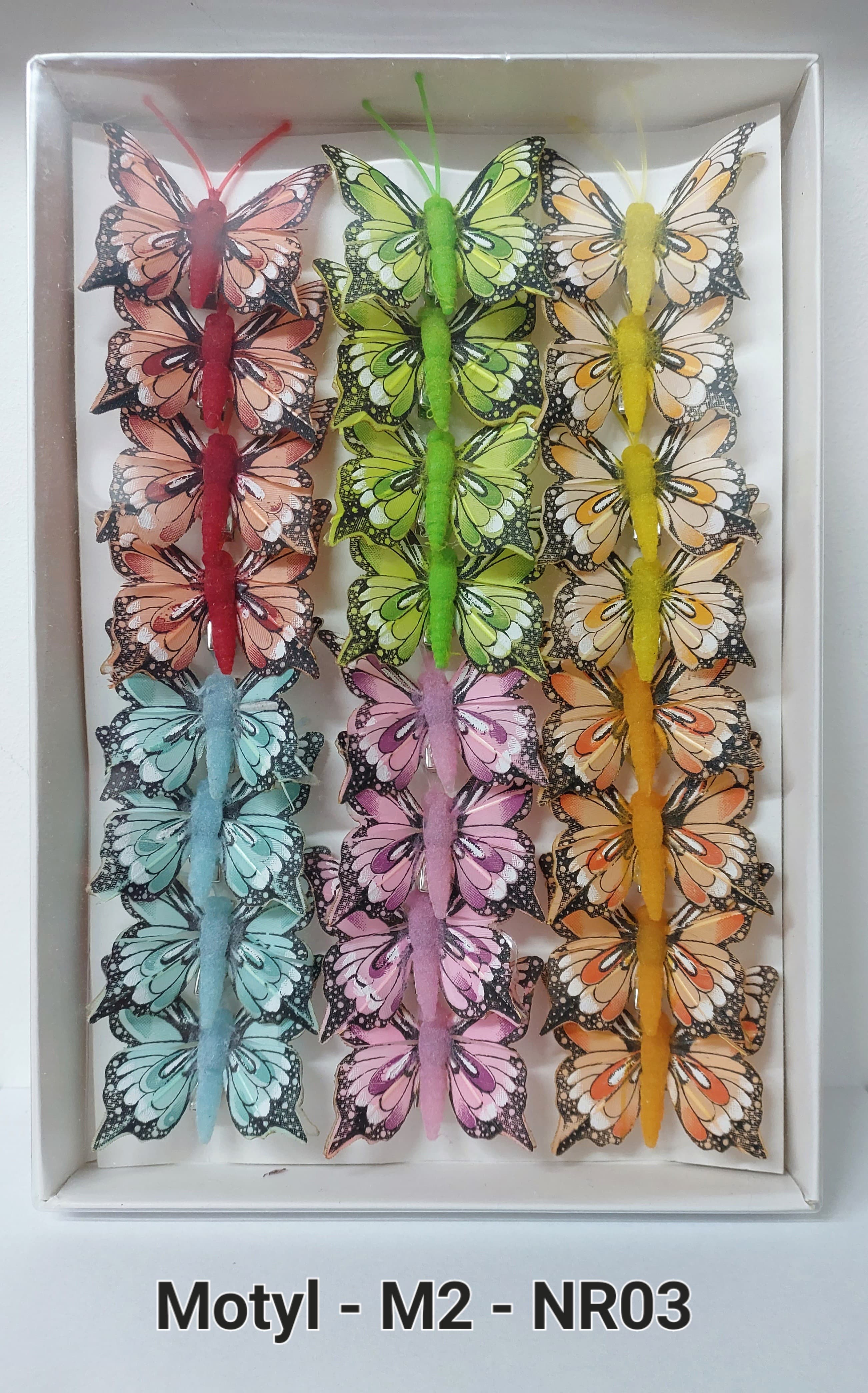 Sztuczne kolorowe motyle szer. 5cm, 24szt.