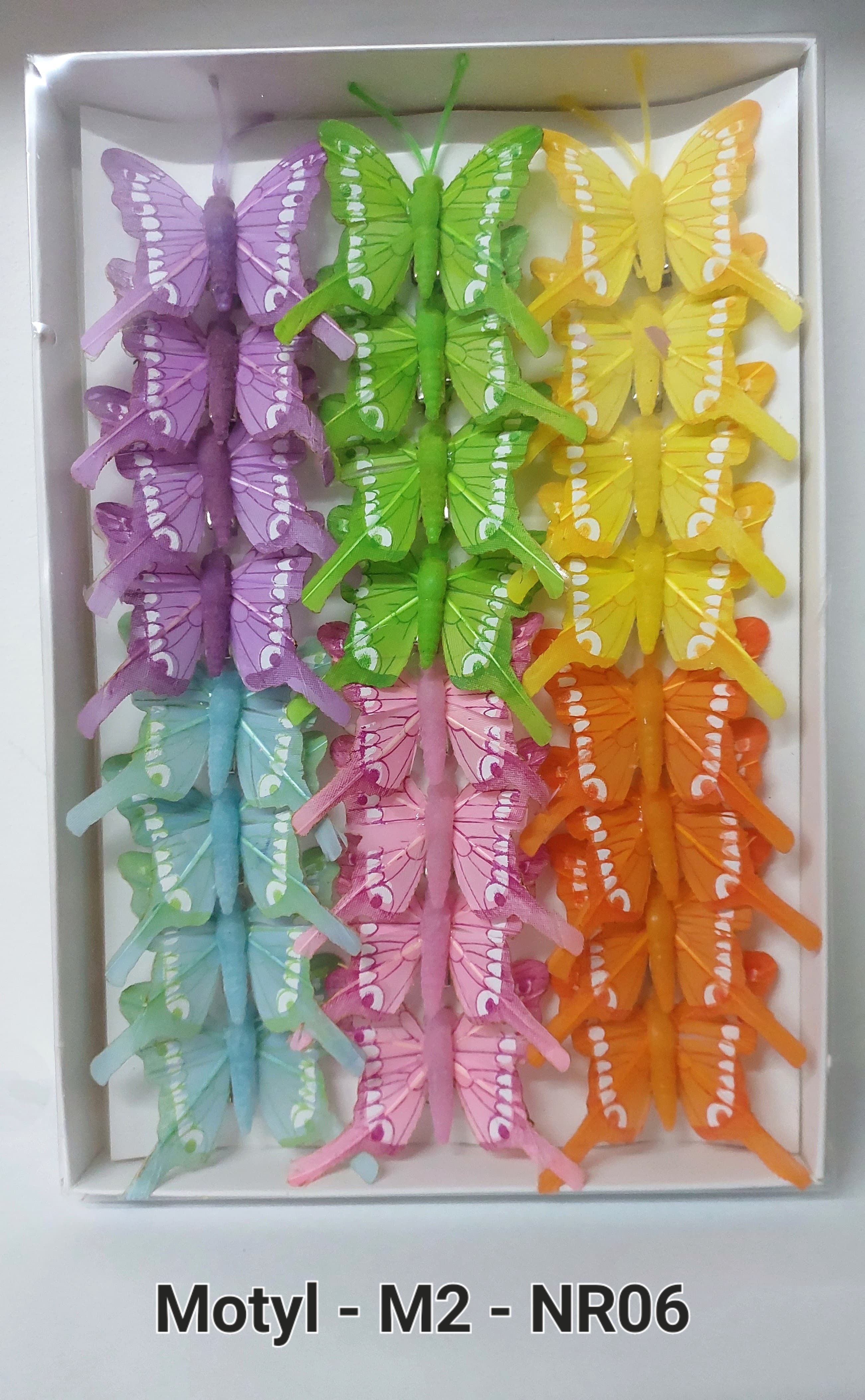 Sztuczne kolorowe motyle szer. 5cm, 24szt.
